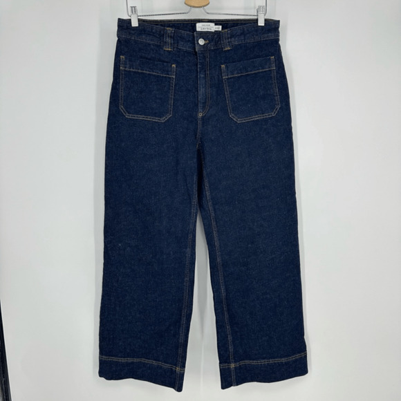 & Other Stories Women’s High Rise Wide Leg Jeans Size 12 Dark Wash Denim Pockets - Picture 13 of 13